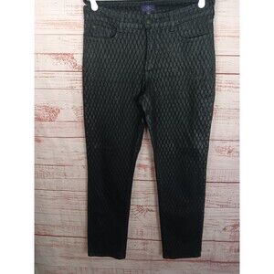 NYDJ 14P Skinny Black Diamond pattern Super Stretch Denim Jeans, NWOT